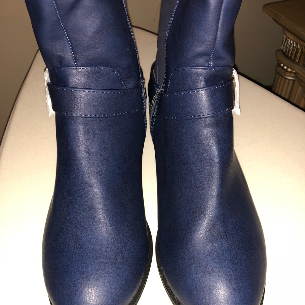 Navy over the knee flat boots